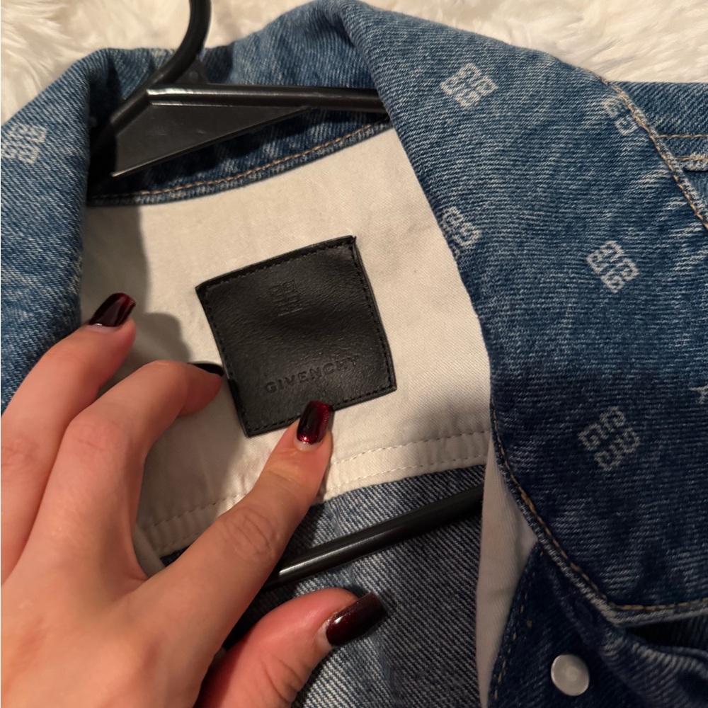 Givenchy Indigo Denim Jacket with Logo Pattern - Picture 2 of 5